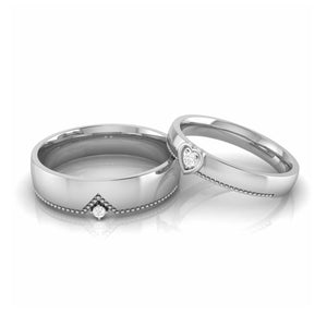 Jewelove™ Rings Designer Platinum Single Diamond Couple Ring JL PT CB 104