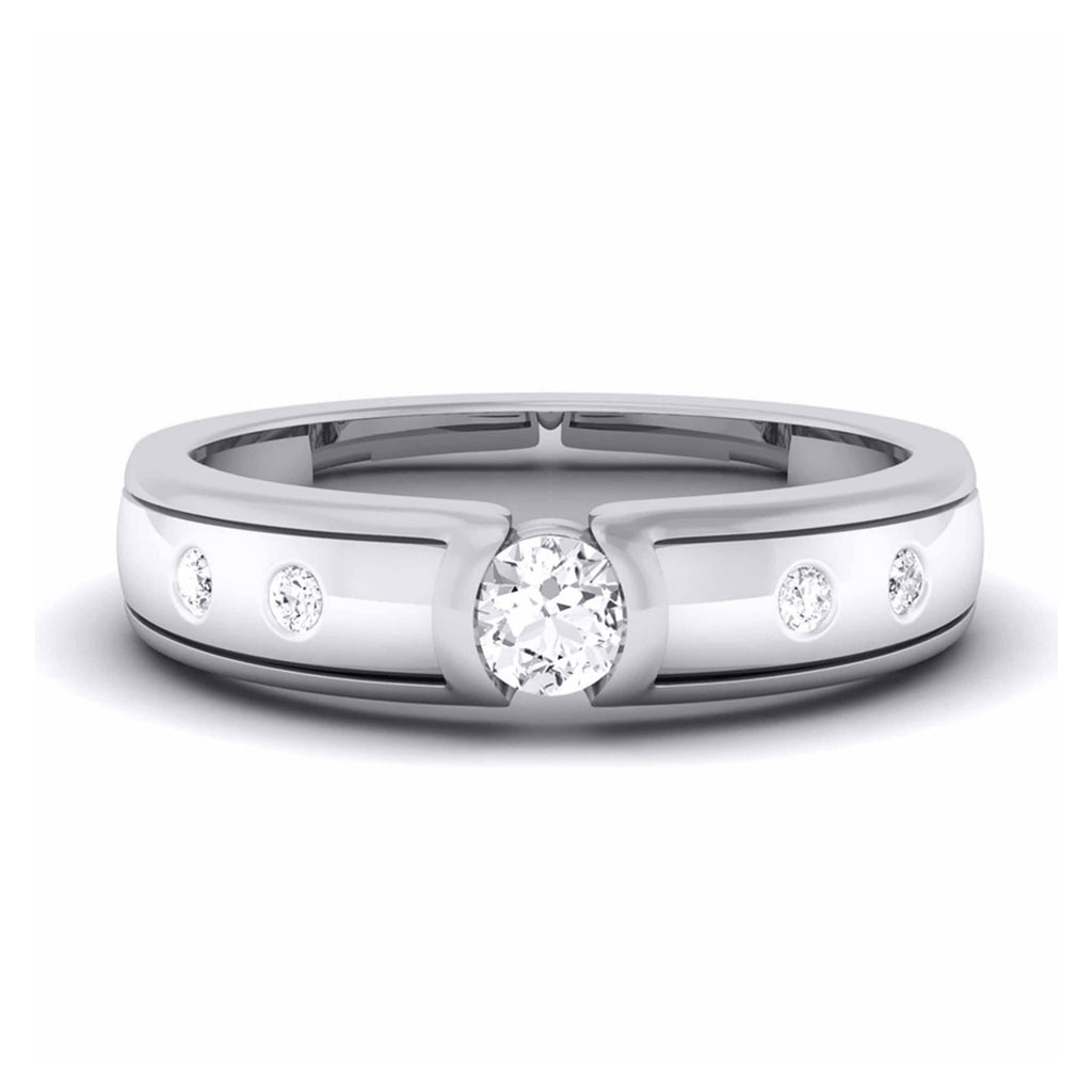 Jewelove™ Rings Designer Platinum Solitaire Band for Men JL PT 5854