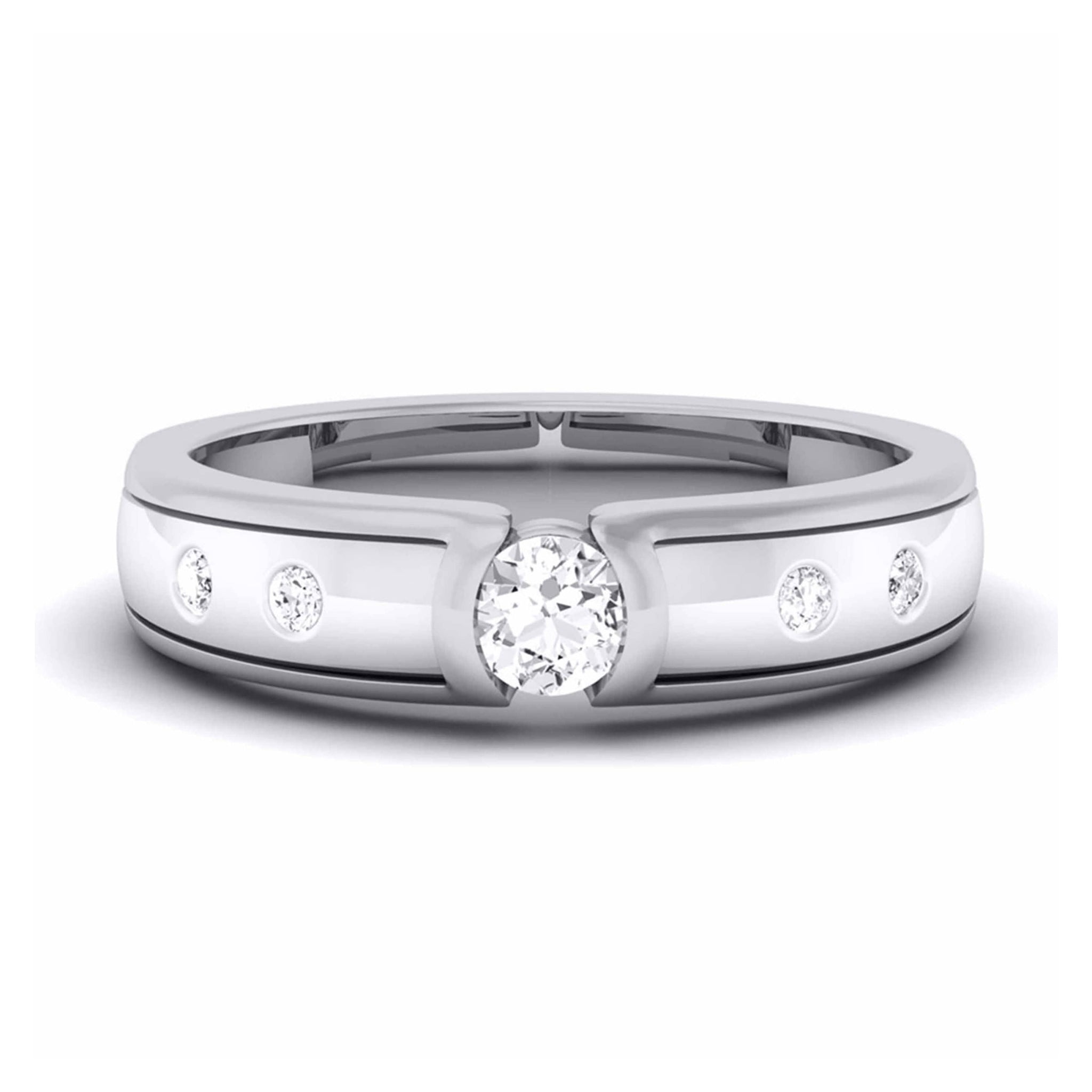 Jewelove™ Rings Designer Platinum Solitaire Band for Men JL PT 5854