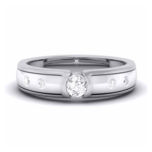 Jewelove™ Rings Designer Platinum Solitaire Band for Men JL PT 5854