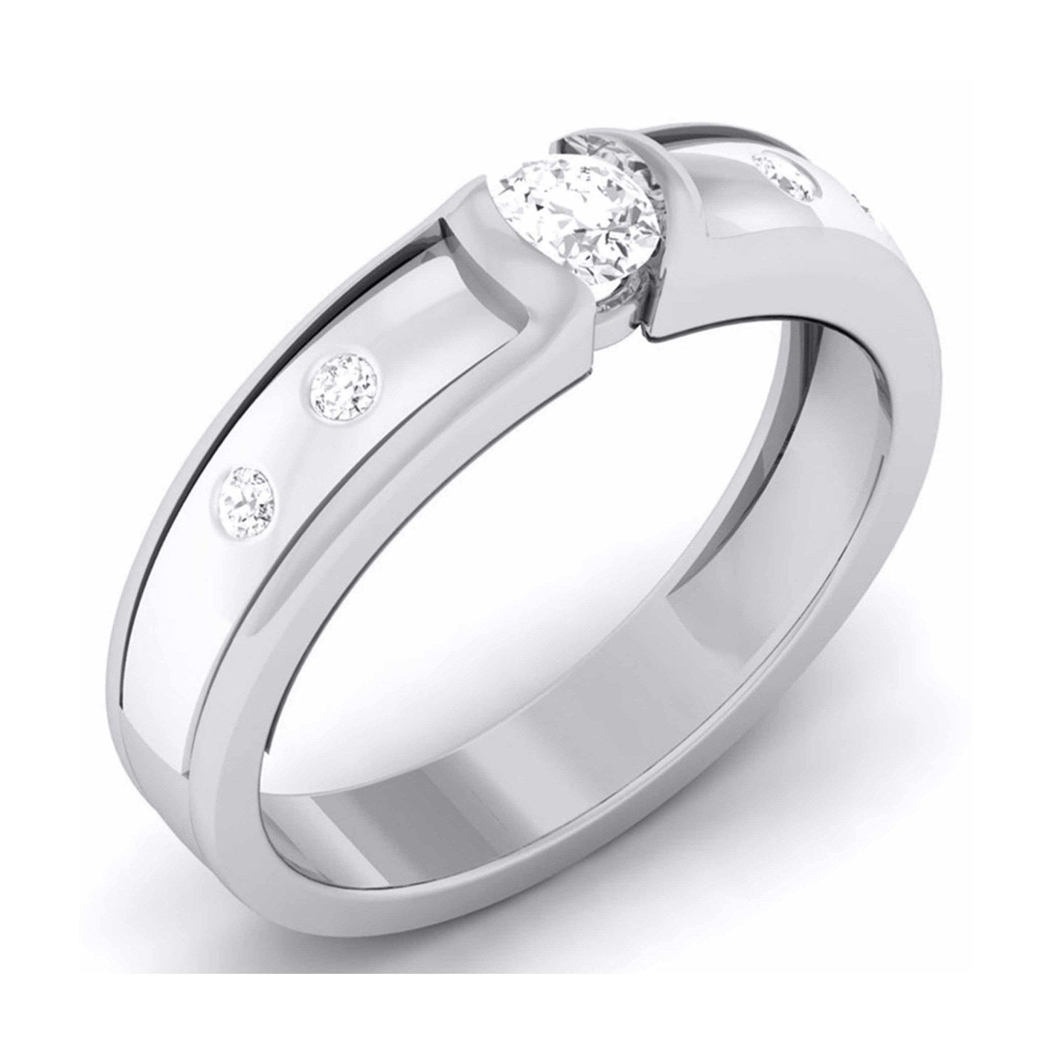 Jewelove™ Rings Designer Platinum Solitaire Band for Men JL PT 5854