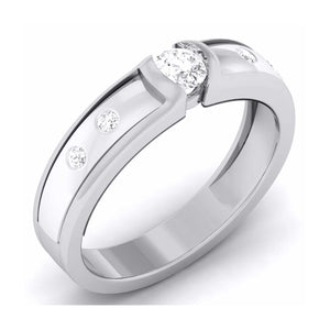 Jewelove™ Rings Designer Platinum Solitaire Band for Men JL PT 5854