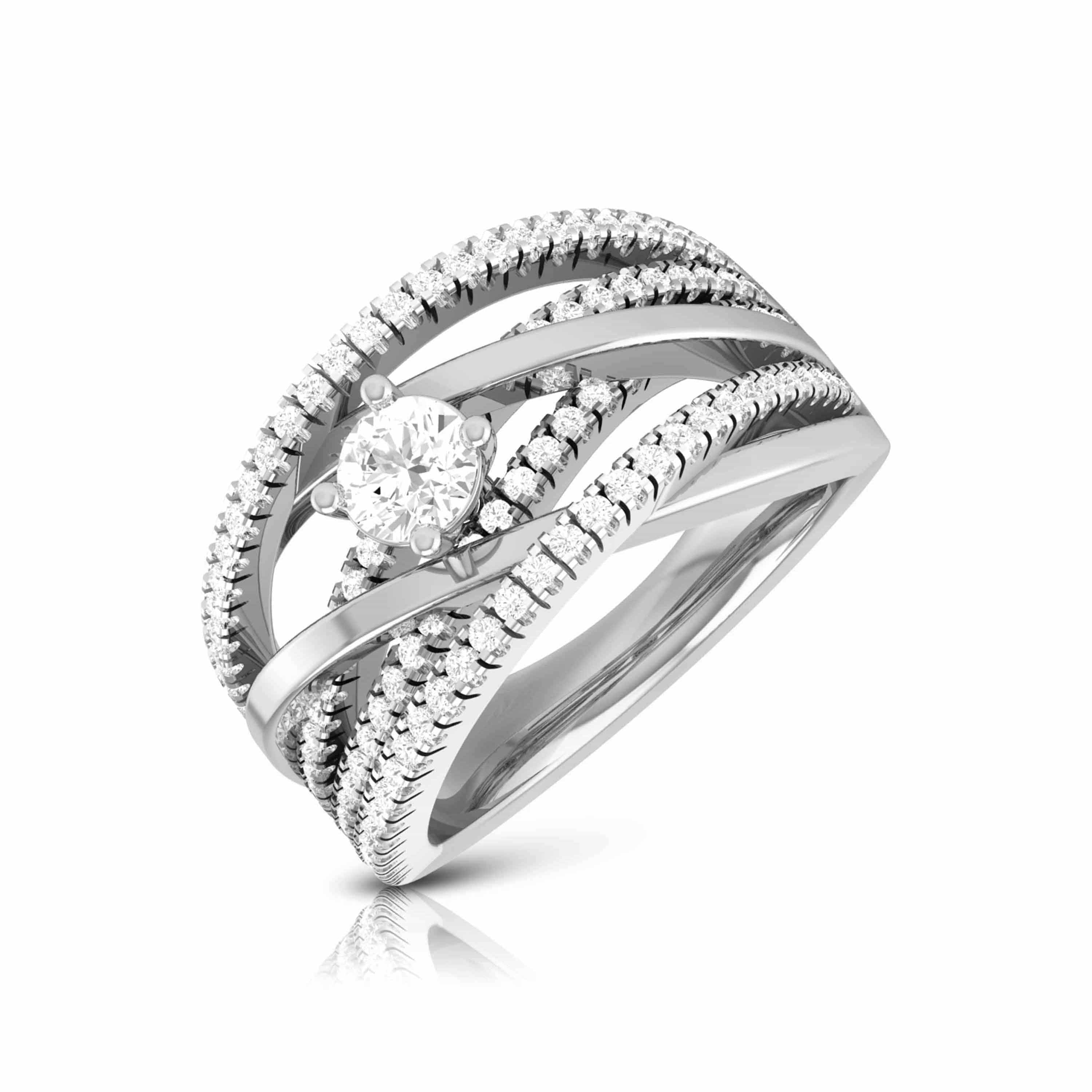 4.50 carat Round Lab Diamond Three-Row Band Ring | Lauren B Jewelry