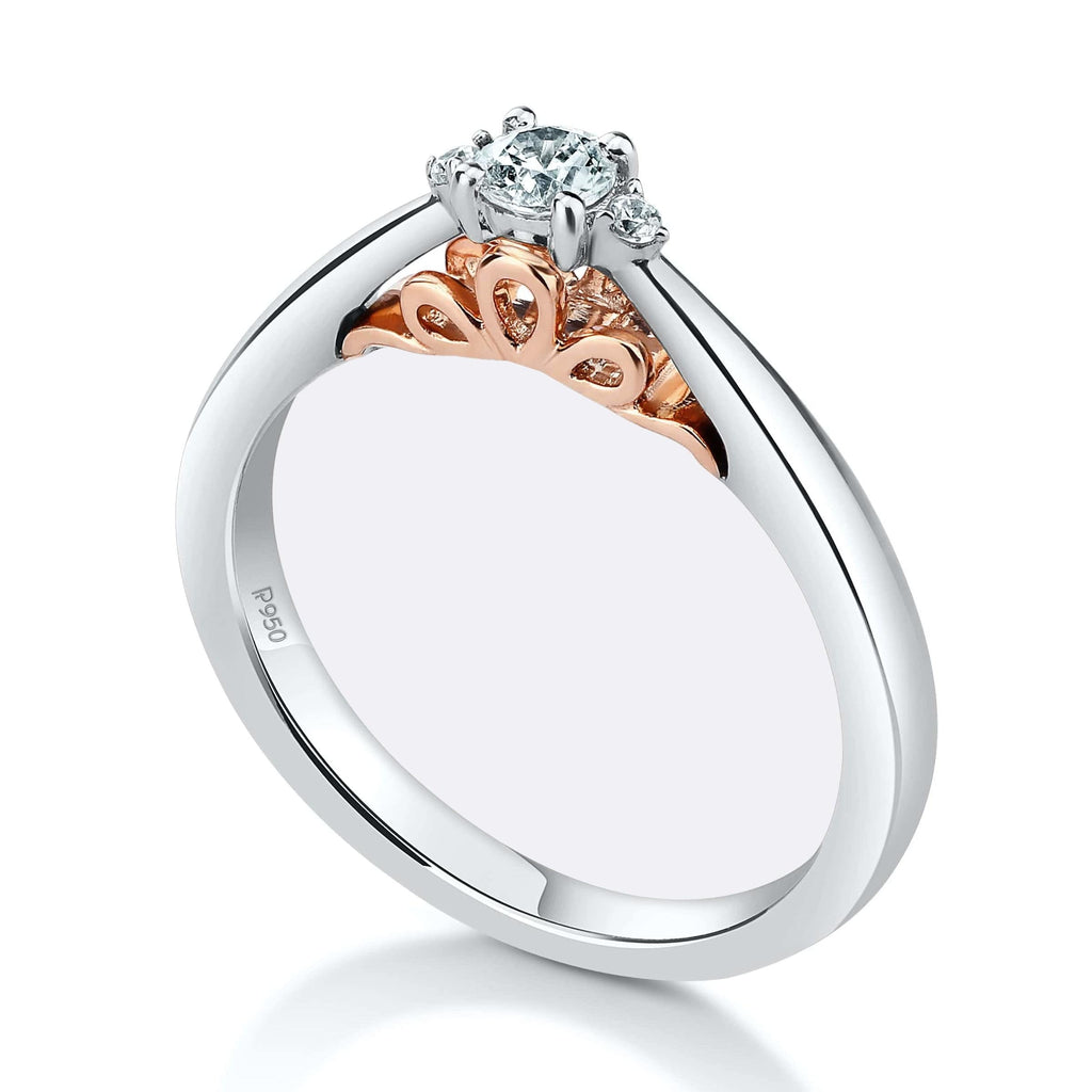 Jewelove™ Rings Designer Platinum Solitaire Engagement Ring with a Touch of Rose Gold JL PT 933