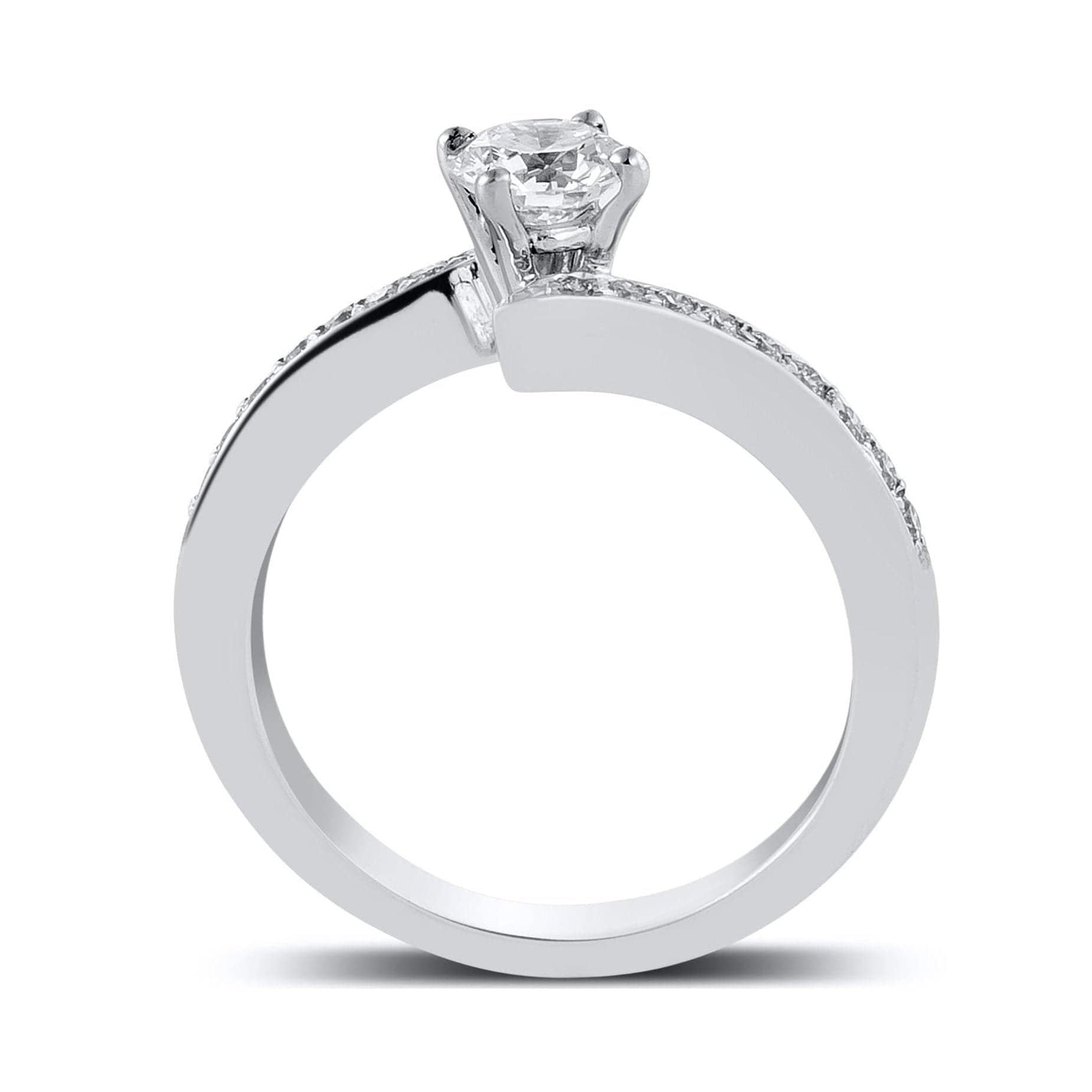 Jewelove™ Rings Designer Platinum Solitaire Engagement Ring with Curvy Shank with Diamonds JL PT 562