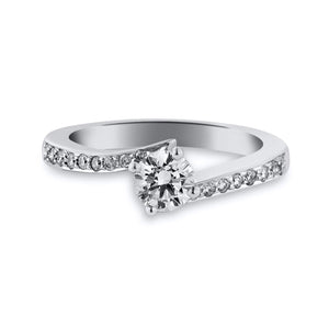 Jewelove™ Rings Designer Platinum Solitaire Engagement Ring with Curvy Shank with Diamonds JL PT 562