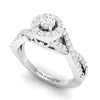 Jewelove™ Rings Designer Platinum Solitaire Ring with Halo & Designer Shank JL PT 677