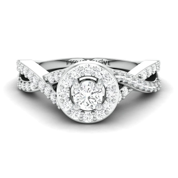 Jewelove™ Rings Designer Platinum Solitaire Ring with Halo & Designer Shank JL PT 677