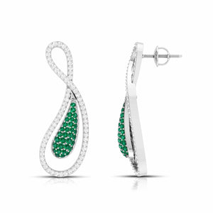 Jewelove™ Earrings Designer Platinum with Diamond & Emerald Earrings for Women JL PT E NL8523-E