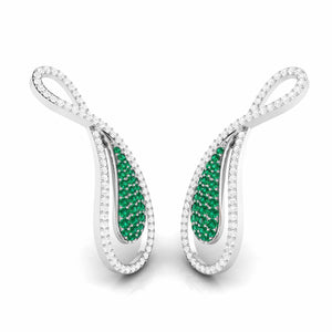 Jewelove™ Earrings Designer Platinum with Diamond & Emerald Earrings for Women JL PT E NL8523-E