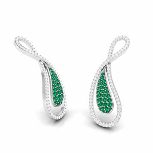 Jewelove™ Earrings Designer Platinum with Diamond & Emerald Earrings for Women JL PT E NL8523-E