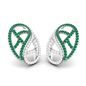 Jewelove™ Earrings Designer Platinum with Diamond Emerald Earrings for Women JL PT E NL8526-E