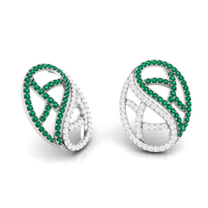 Jewelove™ Earrings Designer Platinum with Diamond Emerald Earrings for Women JL PT E NL8526-E