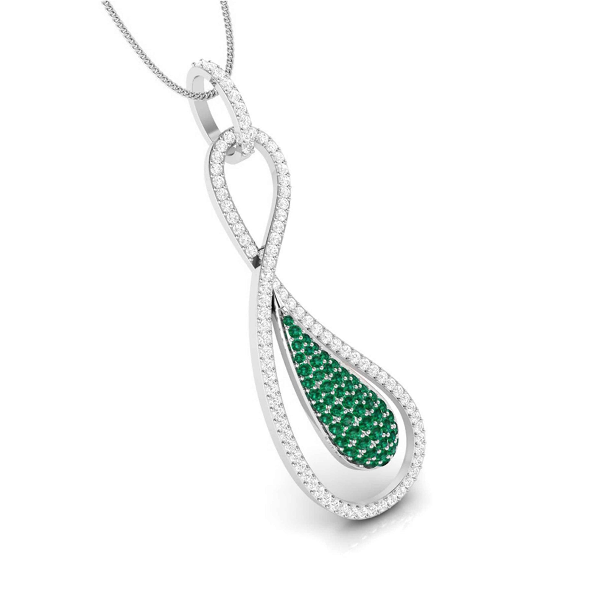 Jewelove™ Pendants Designer Platinum with Diamond & Emerald Pendant for Women JL PT P NL8523-E