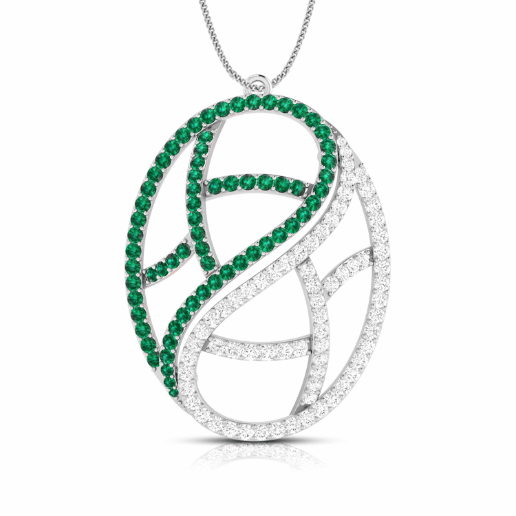 Jewelove™ Pendants Designer Platinum with Diamond Emerald Pendant for Women JL PT P NL8526-E