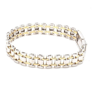 Jewelove™ Bangles & Bracelets Designer Platinum & Yellow Gold Bracelet for Men JL PTB 777