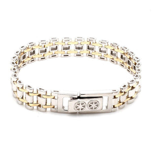 Jewelove™ Bangles & Bracelets Designer Platinum & Yellow Gold Bracelet for Men JL PTB 777