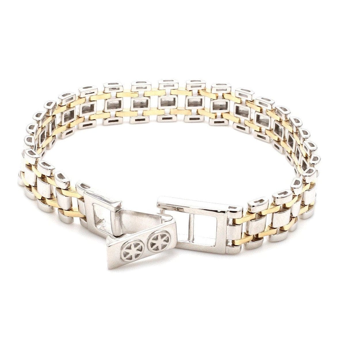 Jewelove™ Bangles & Bracelets Designer Platinum & Yellow Gold Bracelet for Men JL PTB 777