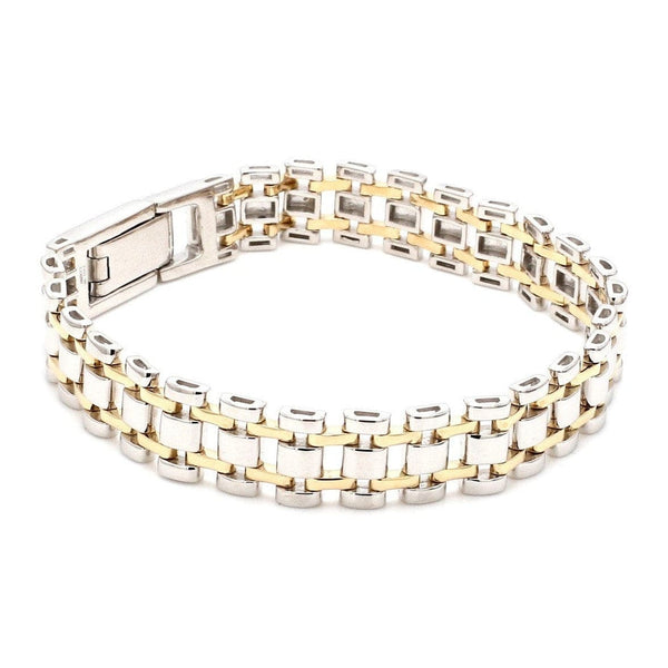 Jewelove™ Bangles & Bracelets Designer Platinum & Yellow Gold Bracelet for Men JL PTB 777