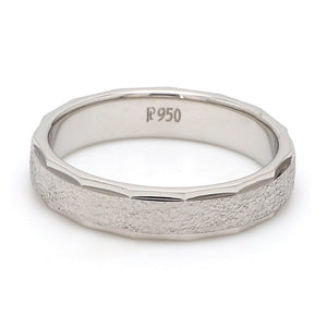 Jewelove™ Rings Men's Band only Designer Rough Texture Platinum Band with Cut Edges JL PT 663