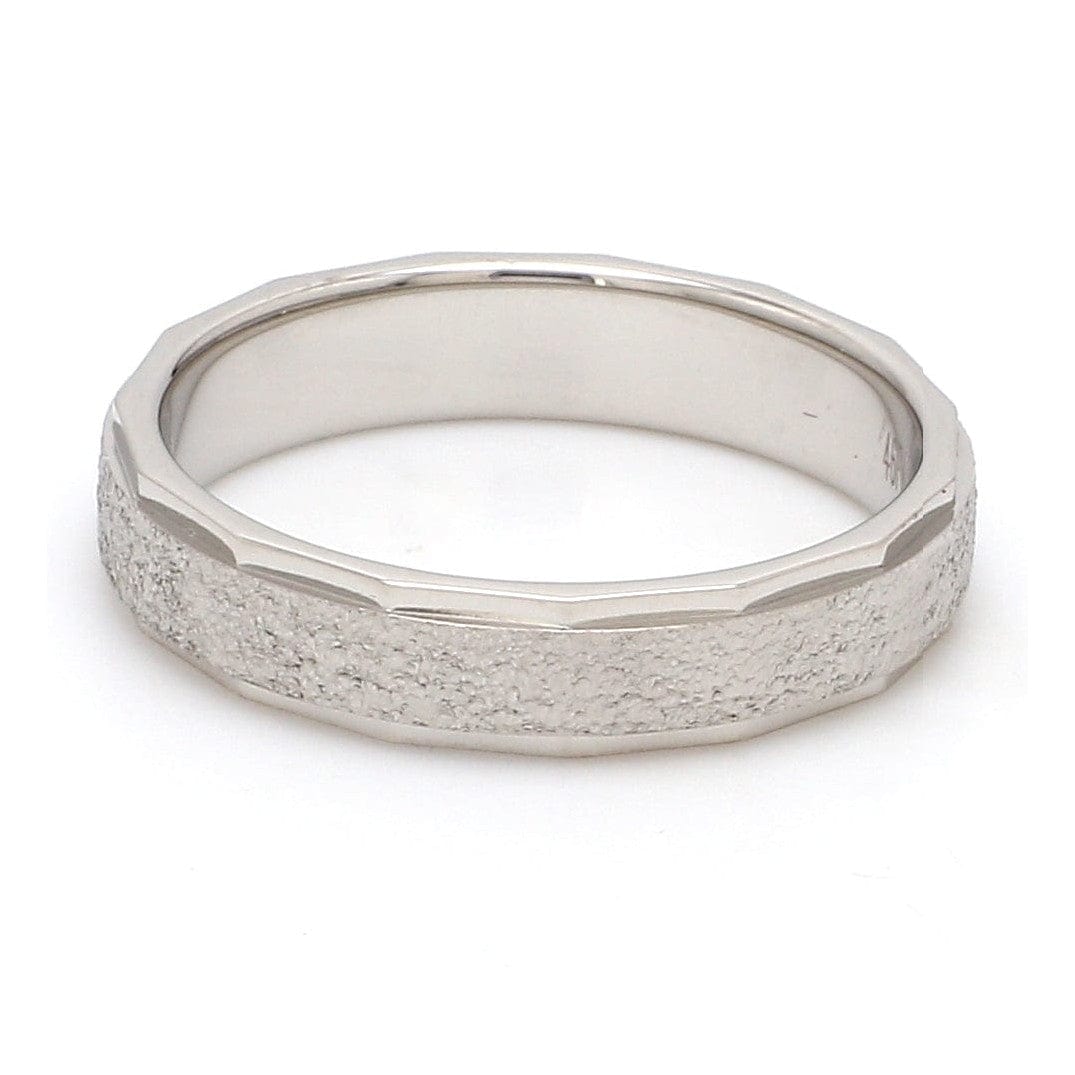 Jewelove™ Rings Men's Band only Designer Rough Texture Platinum Band with Cut Edges JL PT 663