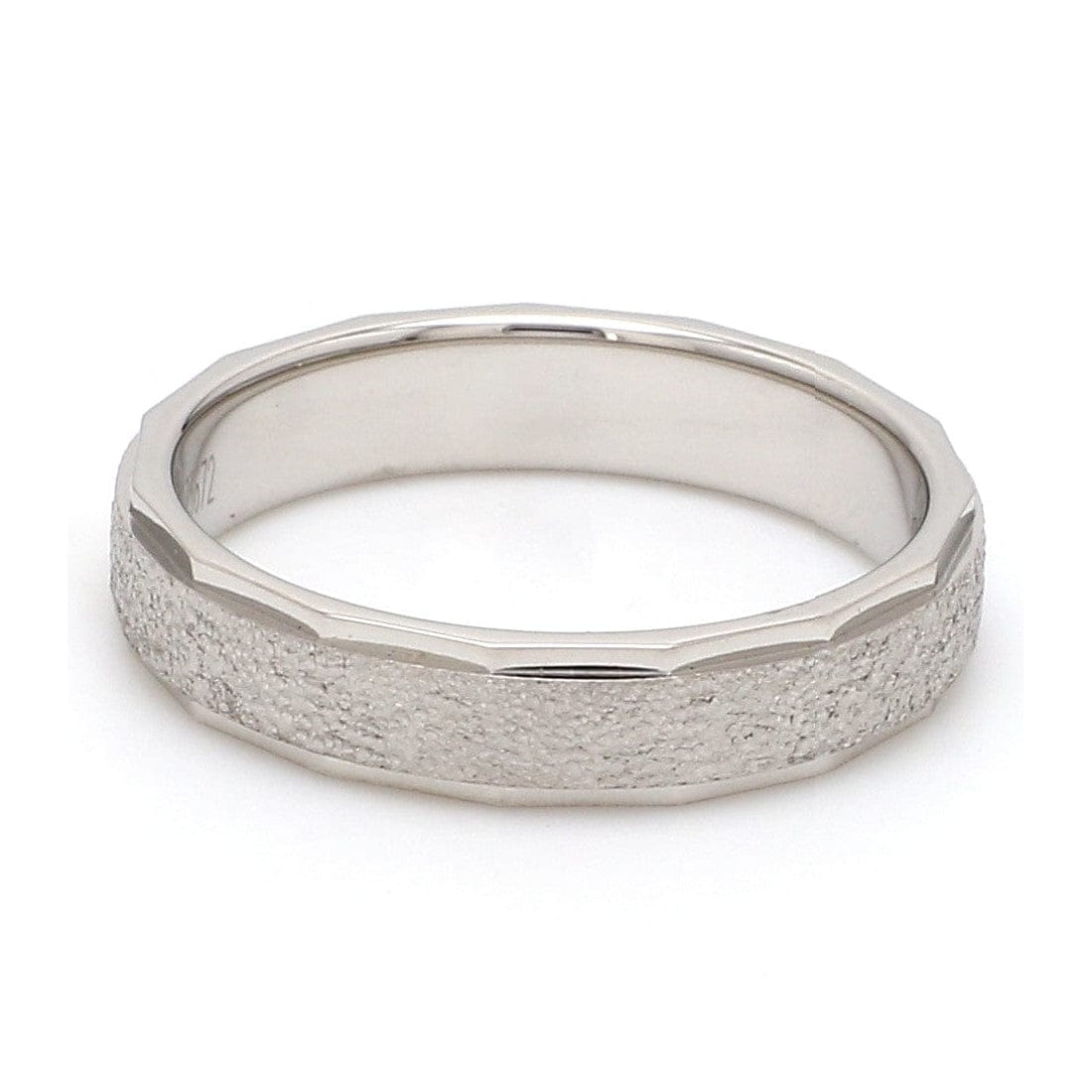 Jewelove™ Rings Men's Band only Designer Rough Texture Platinum Band with Cut Edges JL PT 663