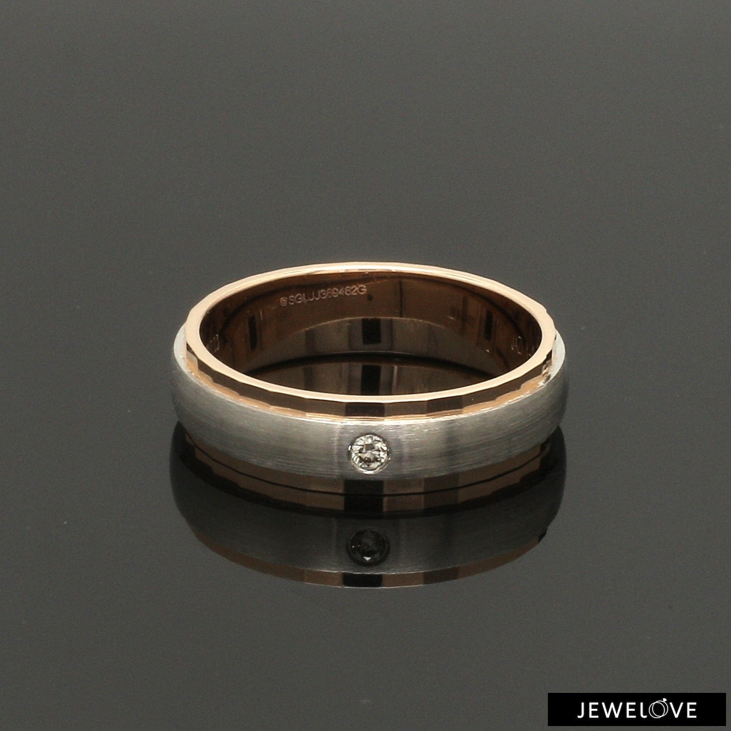 Jewelove™ Rings Designer Single Diamond Platinum Love Bands Rose Gold Base JL PT 655