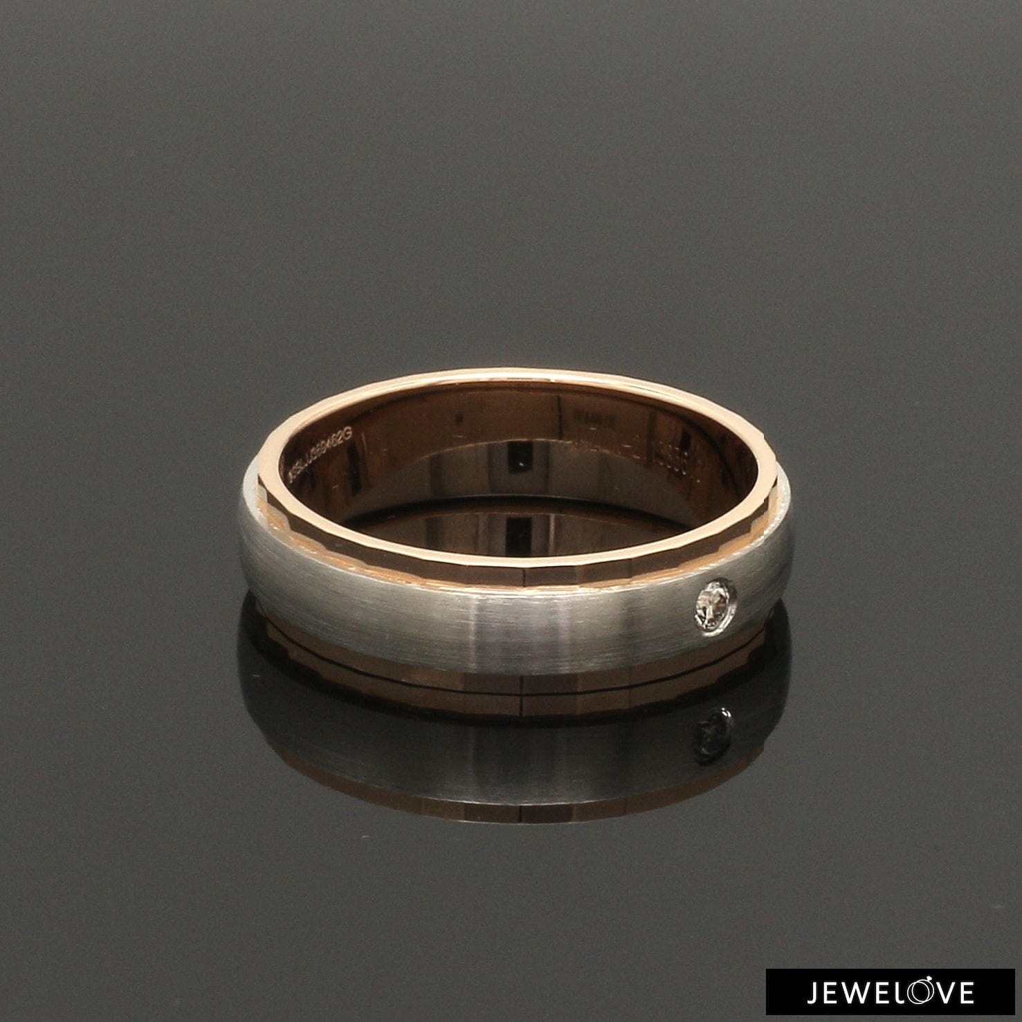 Jewelove™ Rings Designer Single Diamond Platinum Love Bands Rose Gold Base JL PT 655