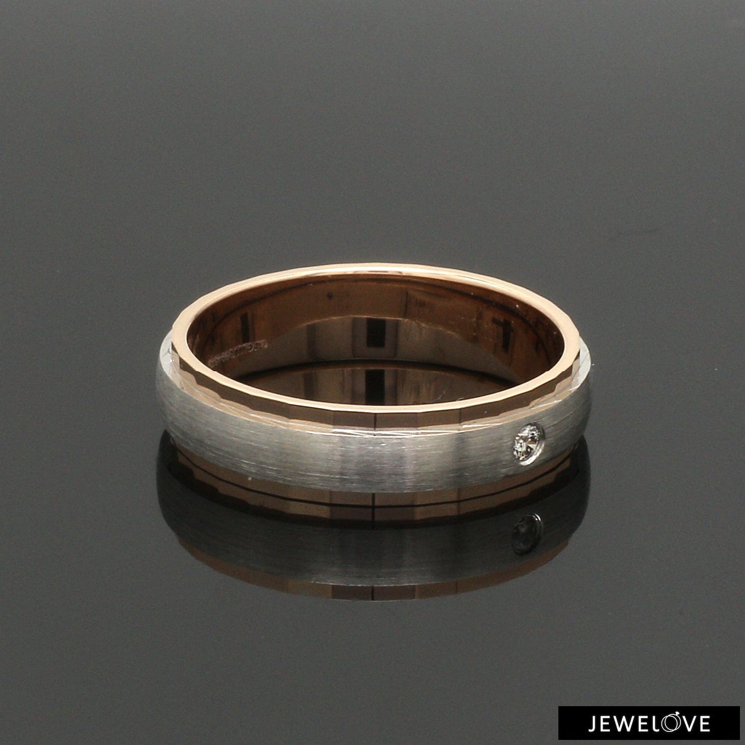 Jewelove™ Rings Designer Single Diamond Platinum Love Bands Rose Gold Base JL PT 655