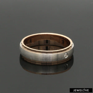 Jewelove™ Rings Designer Single Diamond Platinum Love Bands Rose Gold Base JL PT 655