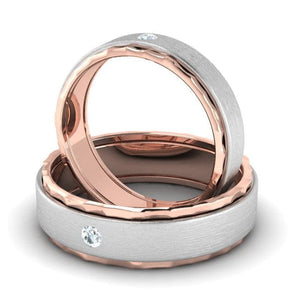 Jewelove™ Rings Designer Single Diamond Platinum Love Bands Rose Gold Base JL PT 655