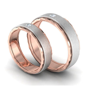 Jewelove™ Rings Designer Single Diamond Platinum Love Bands Rose Gold Base JL PT 655