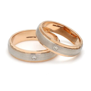 Jewelove™ Rings Designer Single Diamond Platinum Love Bands Rose Gold Base JL PT 655