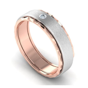 Jewelove™ Rings Designer Single Diamond Platinum Love Bands Rose Gold Base JL PT 655