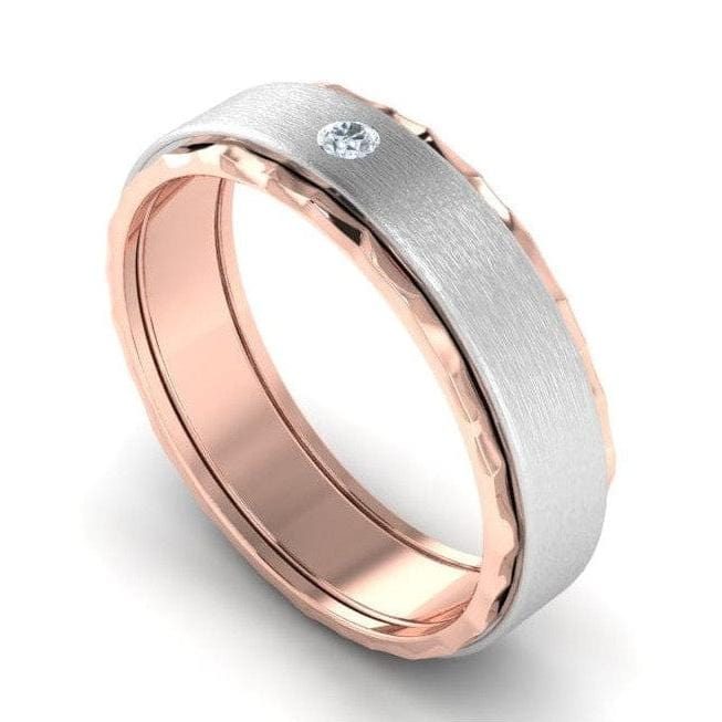 Jewelove™ Rings Designer Single Diamond Platinum Love Bands Rose Gold Base JL PT 655