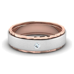 Jewelove™ Rings Designer Single Diamond Platinum Love Bands Rose Gold Base JL PT 655