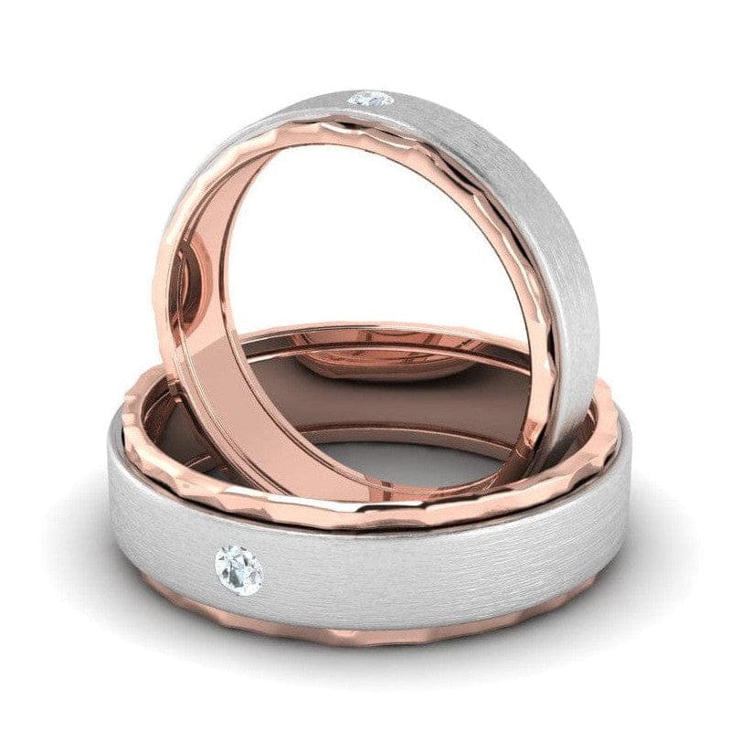 Jewelove™ Rings Designer Single Diamond Platinum Love Bands Rose Gold Base JL PT 655