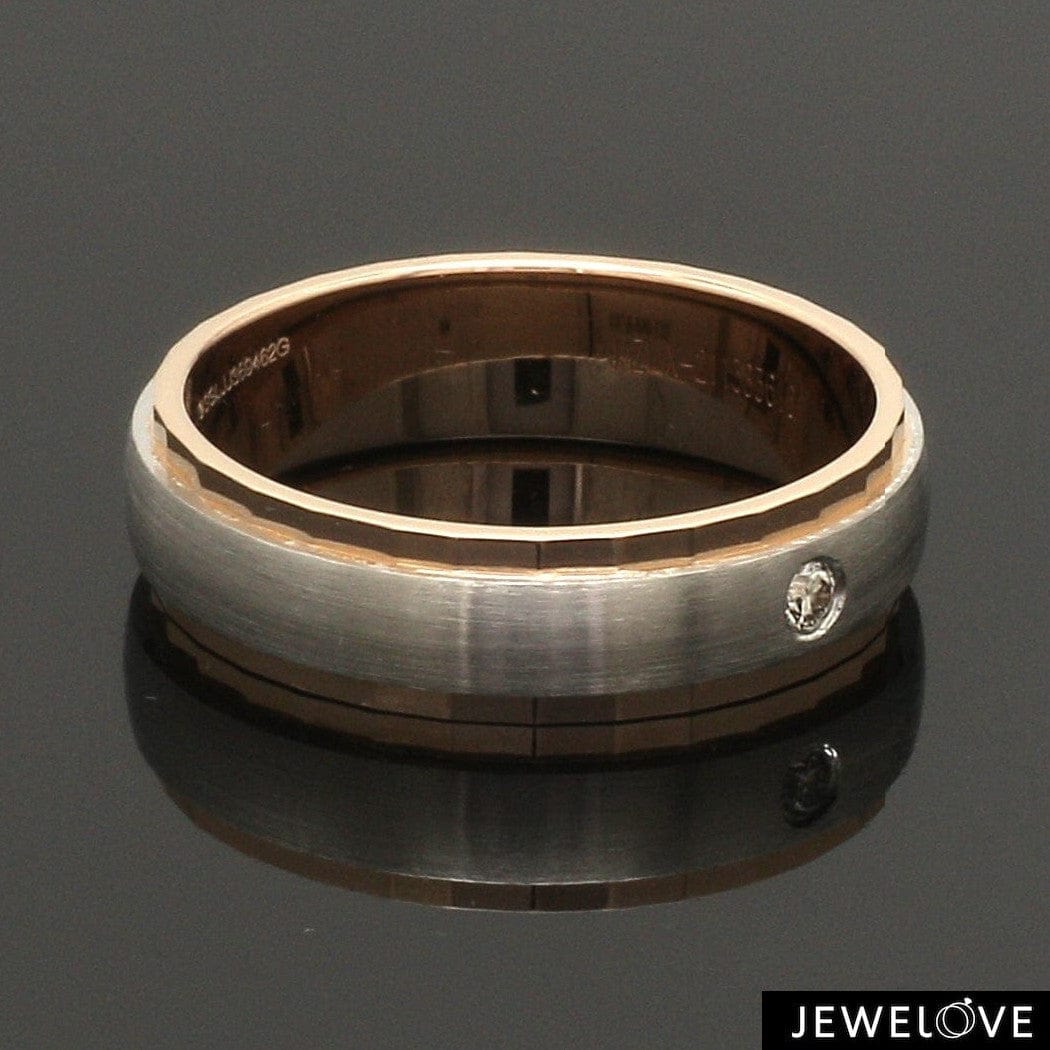 Jewelove™ Rings Designer Single Diamond Platinum Love Bands Rose Gold Base JL PT 655