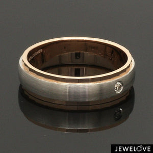 Jewelove™ Rings Designer Single Diamond Platinum Love Bands Rose Gold Base JL PT 655