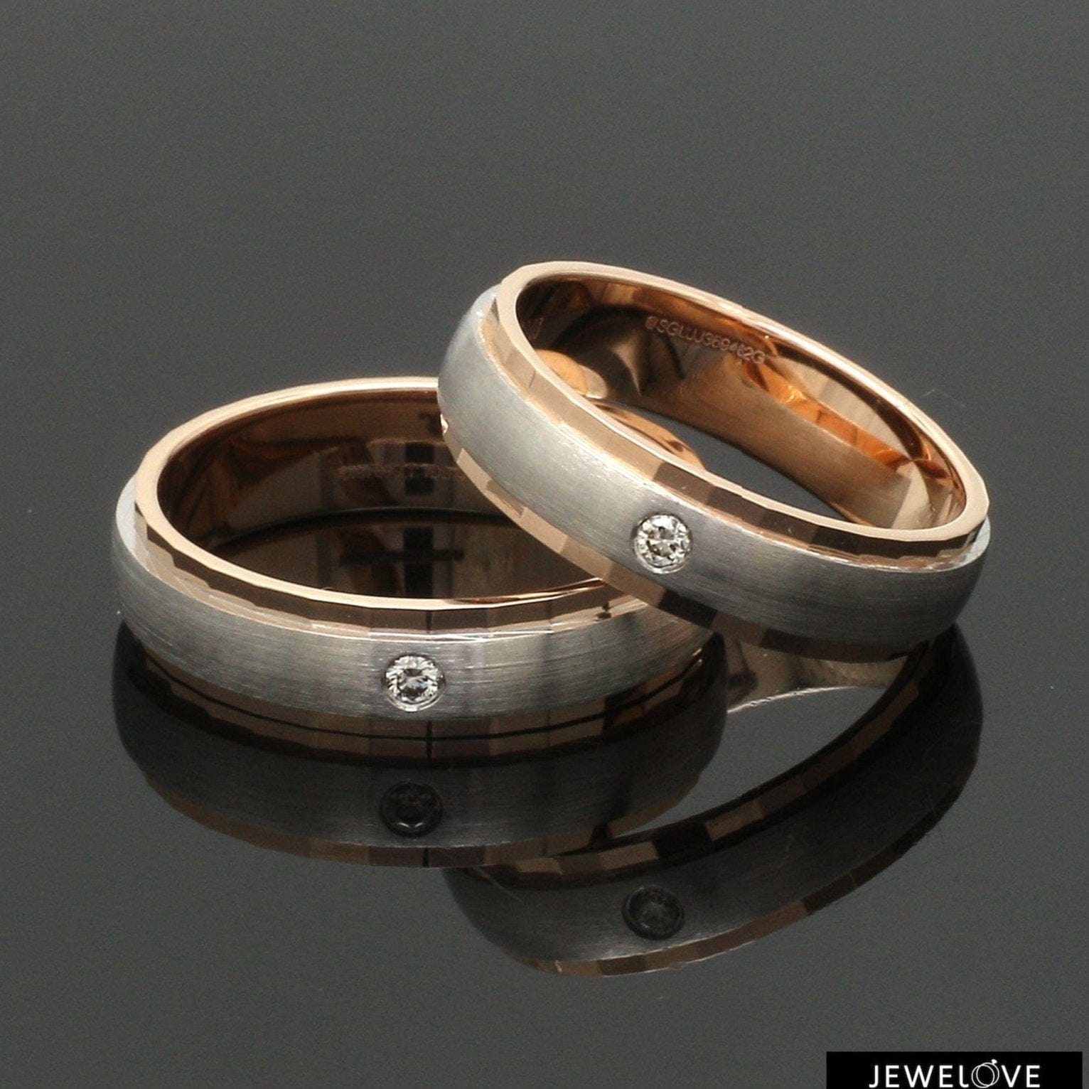 Jewelove™ Rings Both / SI IJ Designer Single Diamond Platinum Love Bands Rose Gold Base JL PT 655