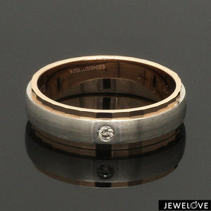 Jewelove™ Rings Men's Band only / SI IJ Designer Single Diamond Platinum Love Bands Rose Gold Base JL PT 655