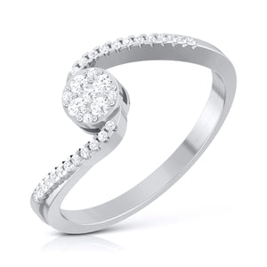 Jewelove™ Rings Designer Solitaire-Look Pressure Setting Platinum Ring for Women JL PT LR 83