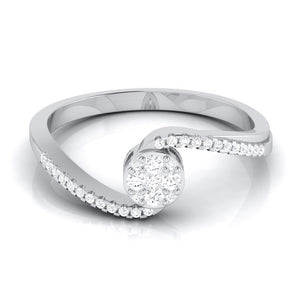 Jewelove™ Rings Designer Solitaire-Look Pressure Setting Platinum Ring for Women JL PT LR 83