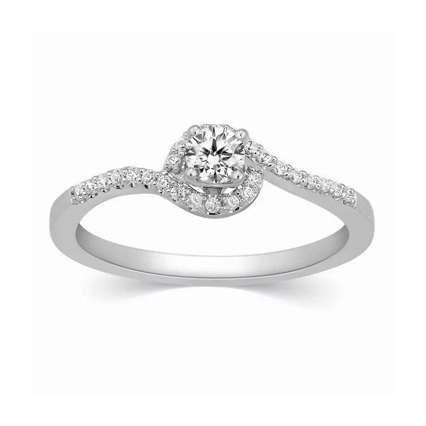 Jewelove™ Rings Designer Solitaire Platinum Ring with Accents in a Curve JL PT 328