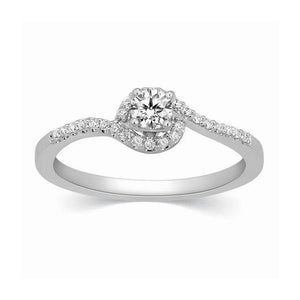 Jewelove™ Rings Designer Solitaire Platinum Ring with Accents in a Curve JL PT 328