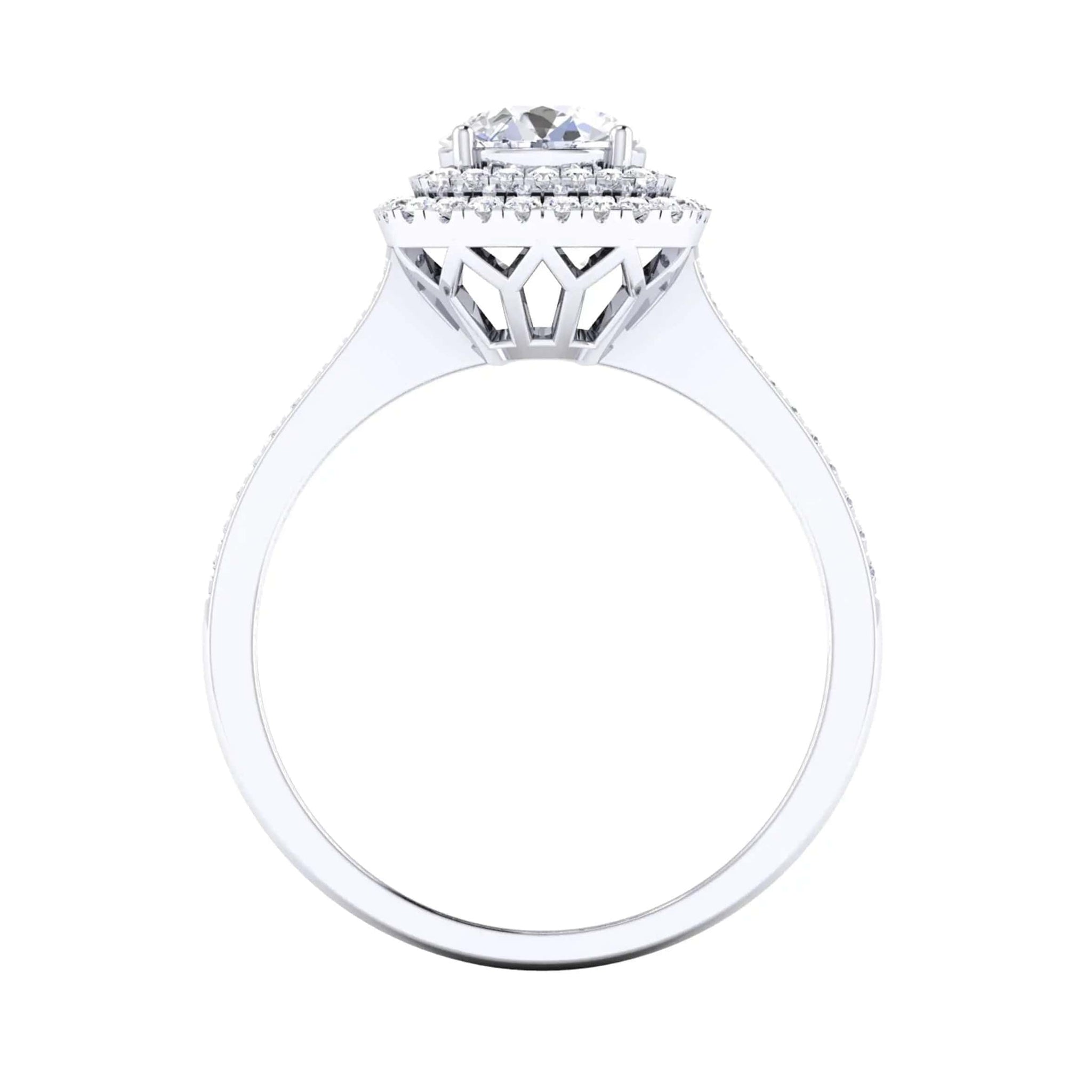 Jewelove™ Rings Women's Band only Designer Square Double Halo Solitaire Platinum Engagement Ring for Women JL PT 490