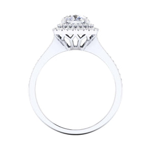 Jewelove™ Rings Women's Band only Designer Square Double Halo Solitaire Platinum Engagement Ring for Women JL PT 490