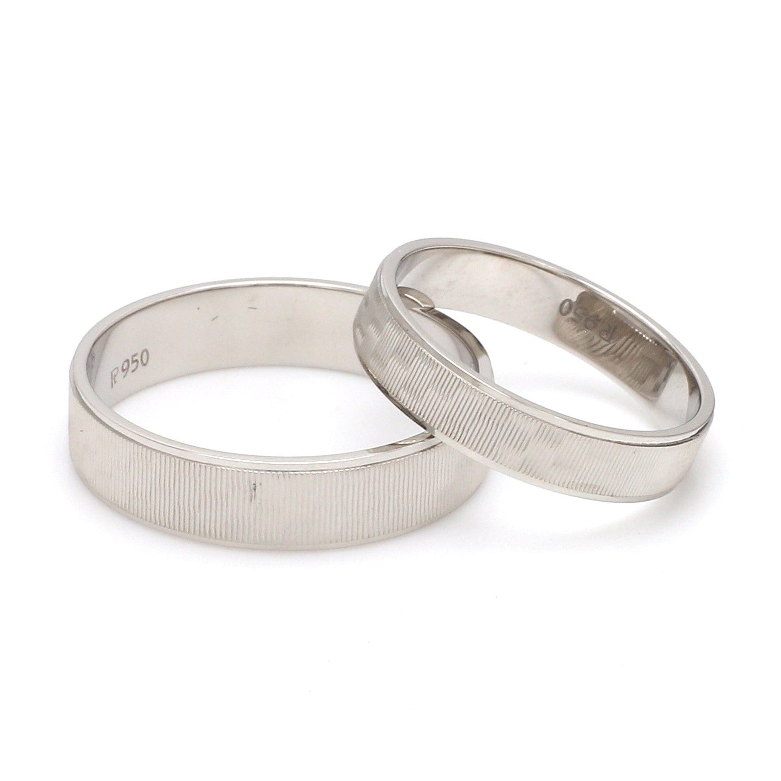 Jewelove™ Rings Both Designer Textured Platinum Couple Rings JL PT 1109