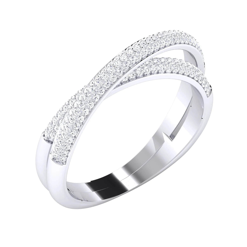 Jewelove™ Rings Designer Two Rings Conjoining Platinum Ring with Diamonds for Women JL PT 489