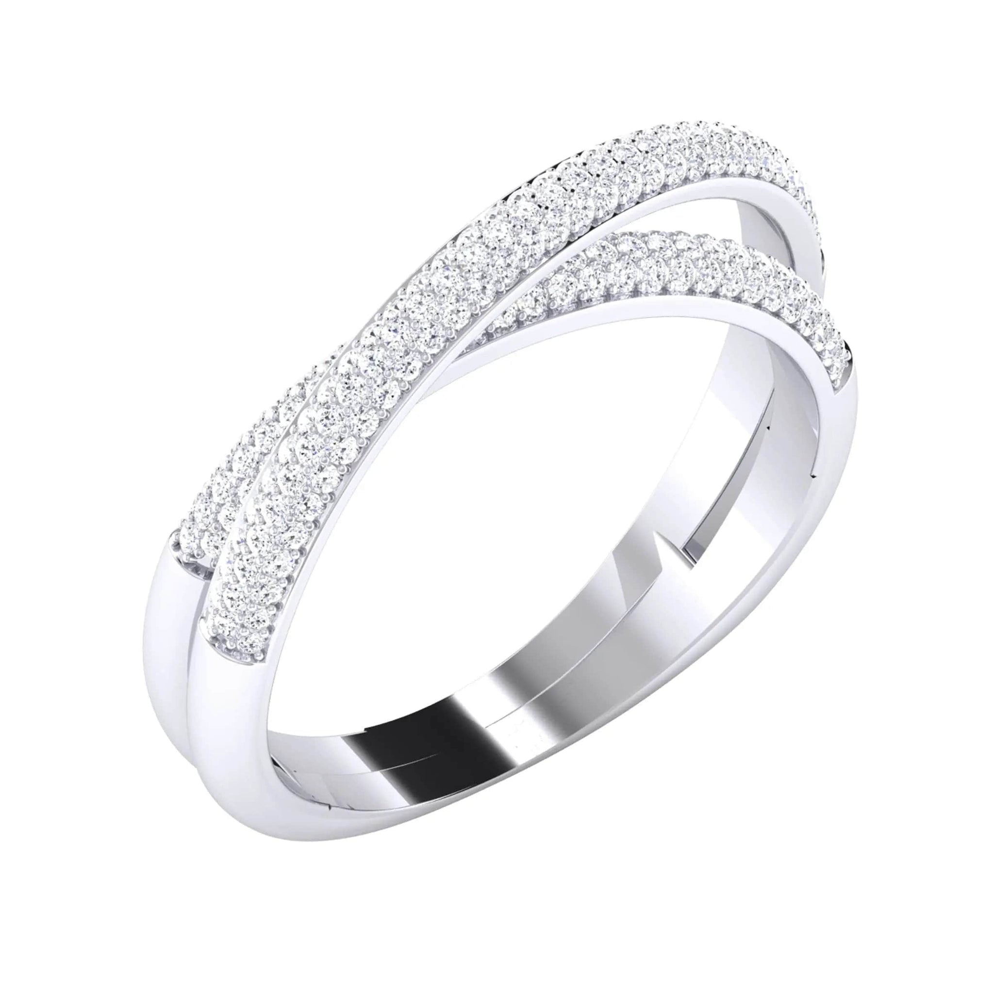 Jewelove™ Rings Designer Two Rings Conjoining Platinum Ring with Diamonds for Women JL PT 489